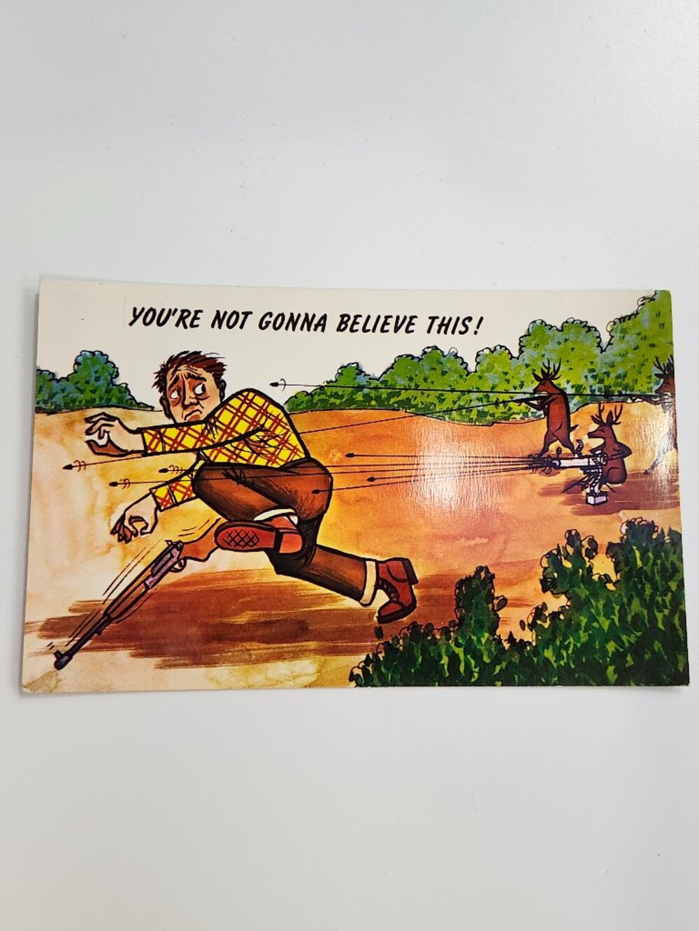 VINTAGE POST CARD HUNTING HUMOUR Deer Hunting the Hunter